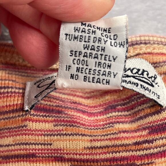 Lucky Brand Top Womens XL Orange Red Stripe Cotton Lace Up Neck Cuffs Y2K - Picture 12 of 16